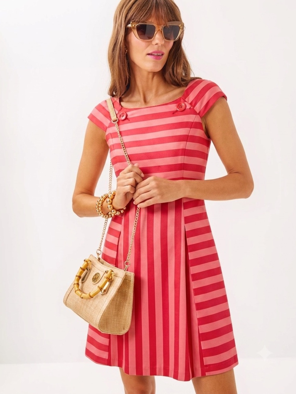 MAX & CO. Red Pink Fit & Flare Dress US 2 NWOT